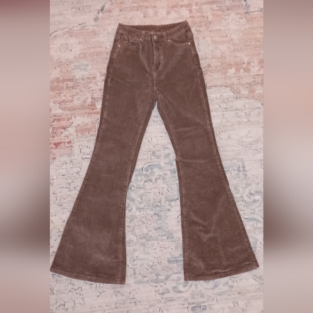 Brown Corduroy High Waist Flare Leg Pants Size Small